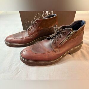Florsheim Brown Leather Lace-Up Chukka Boots with Convenient Side Zip Size 8.5M